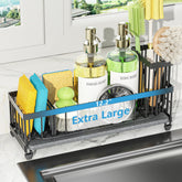 Cisily extra-large sink caddy with drying stone keeps sponges dry and counters organized.