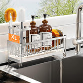 Cisily extra-large sponge holder base in silver keeps sponges and soaps neatly stored.