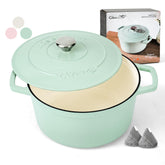 Ciwete 6 qt mint green Dutch oven with lid for even heat and versatile cooking