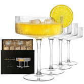 CL FUN 4-pc coupe glasses set in a gift-ready box for elegant entertaining.