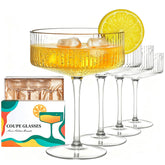 CL FUN martini coupe set four with 10 oz capacity for elegant entertaining.
