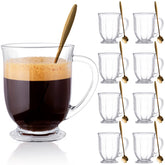 Claplante glass mug 15 oz set, clear view for hot coffee or iced tea