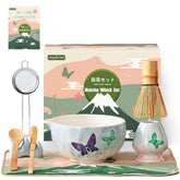 Clay & Fire matcha bowl with butterfly design for elegant tea ceremonies.