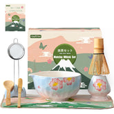 Clay&Fire cherry-design matcha bowl with hammered texture and easy-clean glaze.