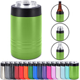 Clear Water Home Goods 4-in-1 insulated holder in olive drab keeps cans and bottles cool.