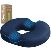 CloudBliss blue donut pillow seat cushion for portable tailbone relief on any chair.