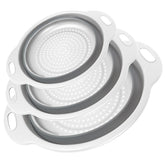 Cluren collapsible colander three-size set ready for easy meal prep and draining.