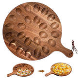 Cmaqpw deviled egg platter in acacia wood with 24 holes keeps eggs neatly organized for parties.