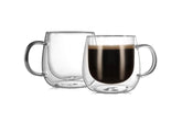CNGLASS 12oz double-walled mug with clear handle for hot coffee or tea