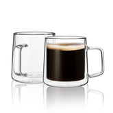 CNGLASS 10oz double-wall mug with handle keeps hot drinks warm and hands cool