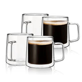 CNGLASS 10oz mug with handle, clear glass and comfortable hold.