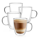 CNGLASS 12oz double-wall mug set four, keeps drinks hot and hands cool.