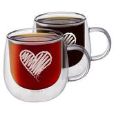 CNGLASS double-walled 10oz mug set with handle keeps drink hot and hands cool
