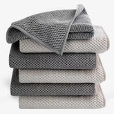 Cnyobvi barista towels 6-pack waffle weave absorb coffee residue quickly without scratching stainless steel.