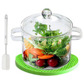 COBKSXUEP 2L clear simmer pot with lid shows transparent design for monitoring soup.