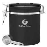 Coffee Gator airtight stainless steel canister seals freshness on your counter