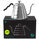 Coffee Gator gooseneck kettle with thermometer for precise pour control during brewing