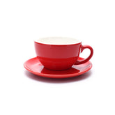 Coffeezone glossy red latte art cup ideal for precise latte pours.
