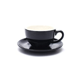 Coffeezone latte art cup in glossy black side view for art pours