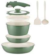Coicur ceramic non-stick eight-piece set with detachable handle for easy food release
