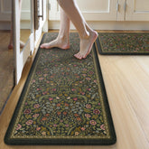 Collive anti fatigue kitchen mat – front view with spring green floral design, boosts comfort.