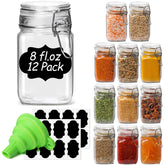 ComSaf 8 oz glass jar with airtight lid, ideal for jams and dressings.