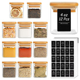 ComSaf glass spice jars with bamboo lid shown for organized kitchen storage