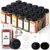 ComSaf glass spice jars on a shelf offer organized storage and easy access.