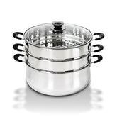 Concord 30 cm stainless steel 3 tier steamer pot with large capacity for family meals.
