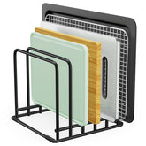 Coneyaro 5-tier dish rack organizes cutting boards neatly for convenient kitchen prep.