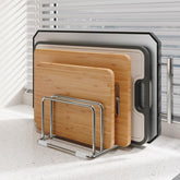Coneyaro 4-slot cutting-board organizer holding slim boards neatly.