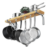 Cooks Standard wall-mounted pot rack with pine tracks for organized storage