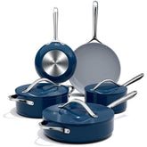CookinCraze navy-blue ceramic set top view showing even heat distribution.