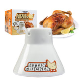 COOK'S CHOICE Sittin' Chicken ceramic-base for upright roasting and even cooking.