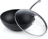 Cooks Standard 11-inch hard anodized nonstick wok pan with even heat for stir-frying.