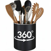 Cooler Kitchen rotating utensil holder with 7-inch diameter for easy reach during cooking.