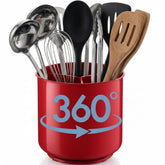 Cooler Kitchen extra-large rotating utensil holder in red with easy reach for tools.