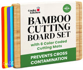 Cooler Kitchen wooden cutting board set with bamboo construction and a sturdy holder for organized prep.