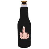 Coolie Junction middle finger beer bottle coolie in black with zipper for easy access