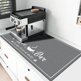 CooRug absorbent coffee mat front view protects counters and adds style.