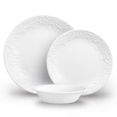 Corelle Bella Faenza dinnerware set on table, elegant and lightweight