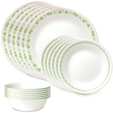 Corelle Vitrelle dinner plates in Spring Blossom Green for durable daily dining