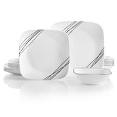 Corelle Vitrelle dinner plates show clean lines for everyday meals and easy stacking