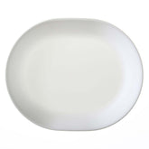 Corelle Winter Frost White 32cm serving platter close-up highlighting durable Vitrelle glass.