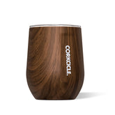 Corkcicle Stemless 12 oz tumbler with wine-glass silhouette, easy grip on the go.