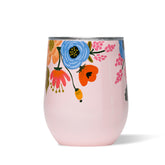 Corkcicle Stemless 12oz Blush Lively Floral tumbler keeps drinks cold and stylish.