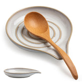 Cormomu ceramic spoon rest with swirl design for mess-free counters