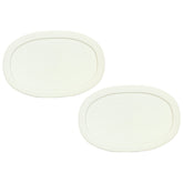 CorningWare F-15-PC oval lid, front view, secures 15-ounce leftovers.