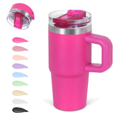 Cosictic 14oz flip straw tumbler with pink handle for kids on the go.