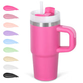 Cosictic 14oz kids tumbler hot pink with handle and straw for spill-free on-the-go hydration